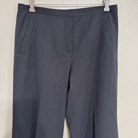 LAFAYETTE 148 NY || Black Wide Leg Cuff In Wool Pant size 10 - Picture 3 of 7